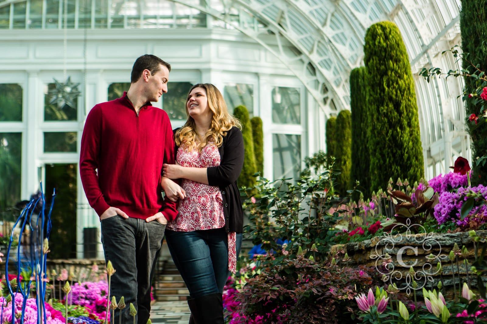 Sunken Garden Como Conservatory Engagement Photo