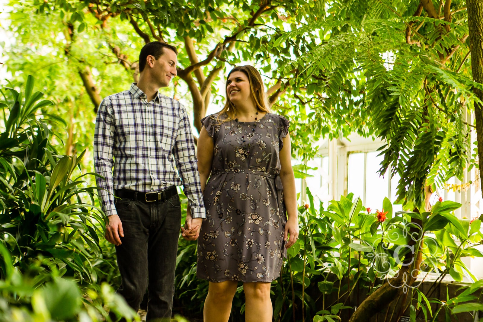 North Garden Como Conservatory Engagement Photo