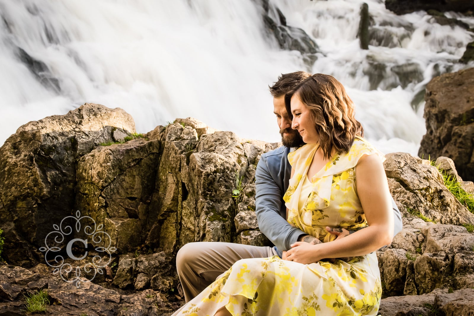 Minneapolis Waterfall River Engagement Photography