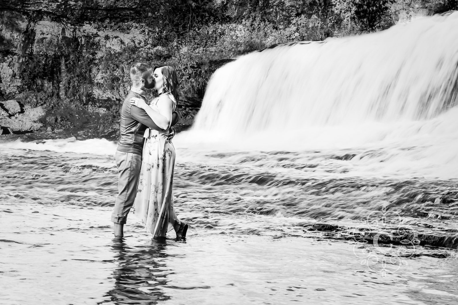 Minneapolis Waterfall River Engagement Photography