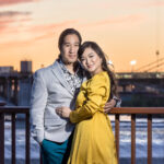 Mississippi River Sunset Minneapolis Engagement Couple Photo