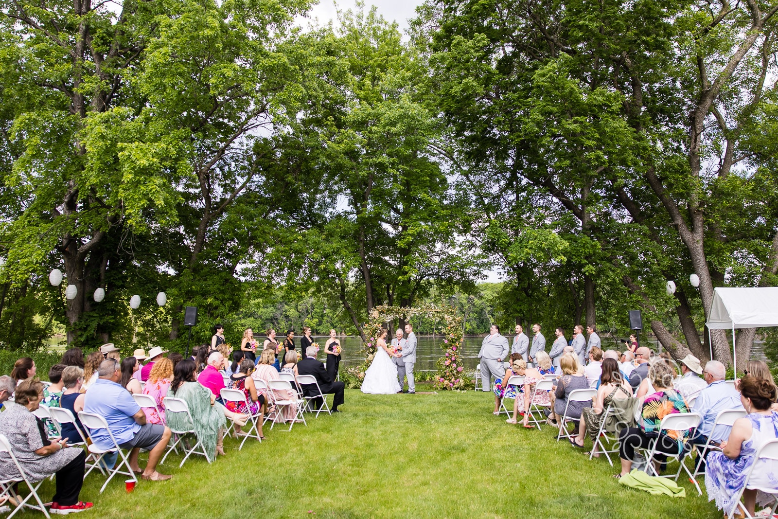 Riverside Tent Backyard Wedding Photo