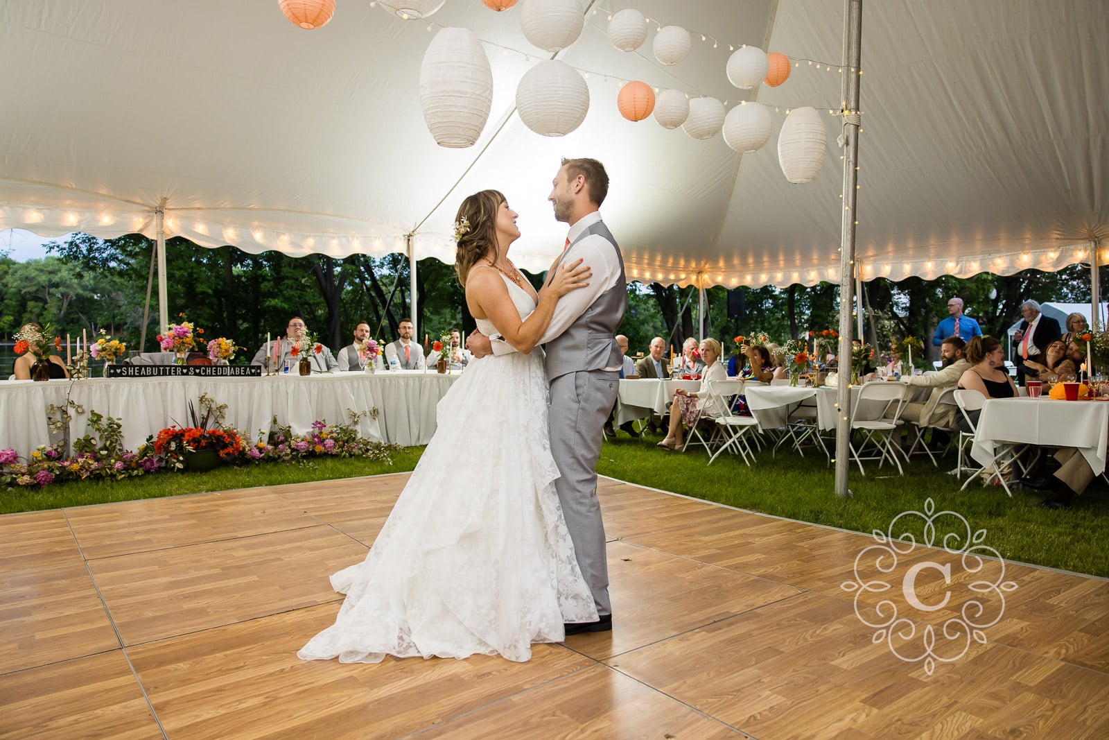 Riverside Tent Backyard Wedding Photo