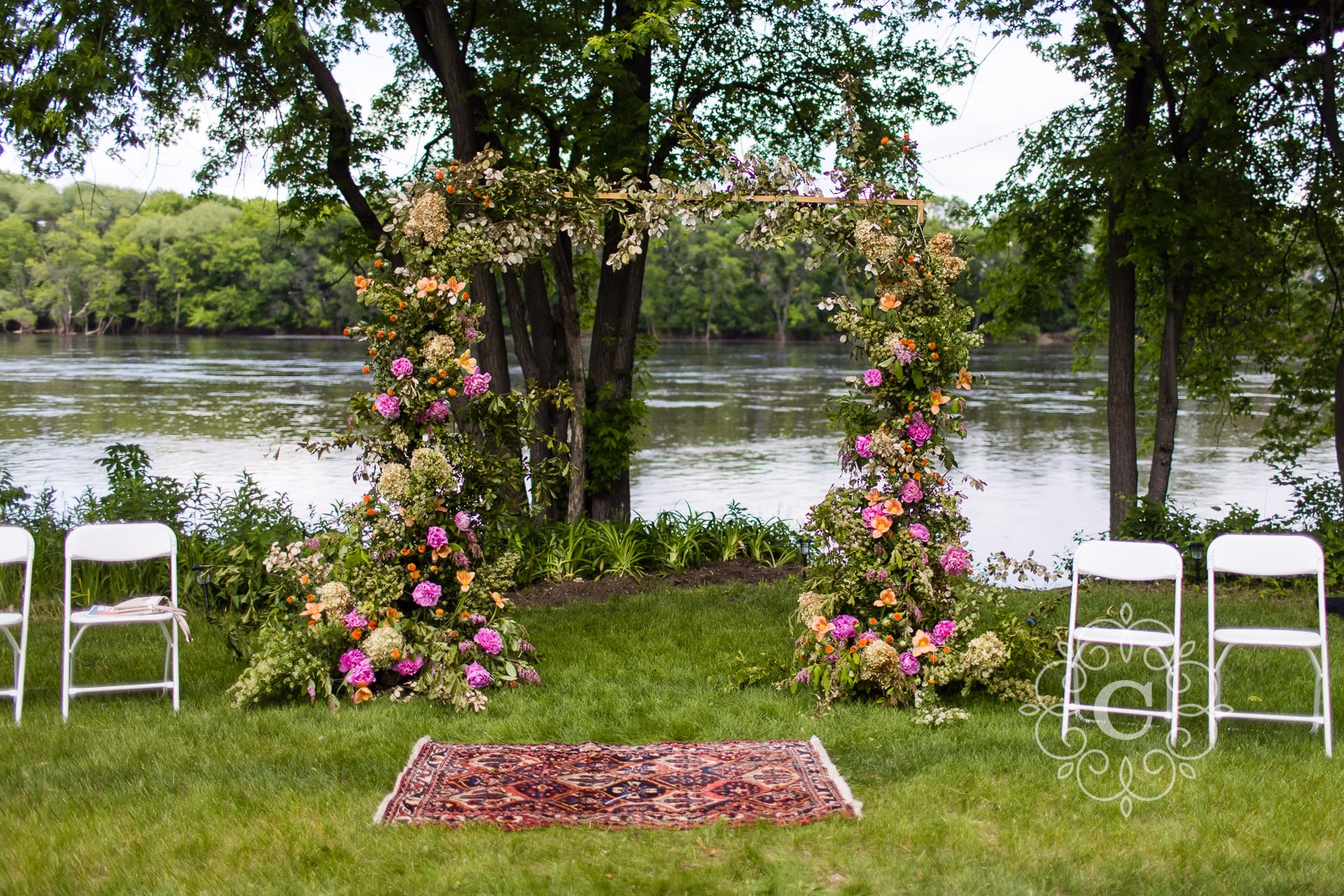Riverside Tent Backyard Wedding Photo