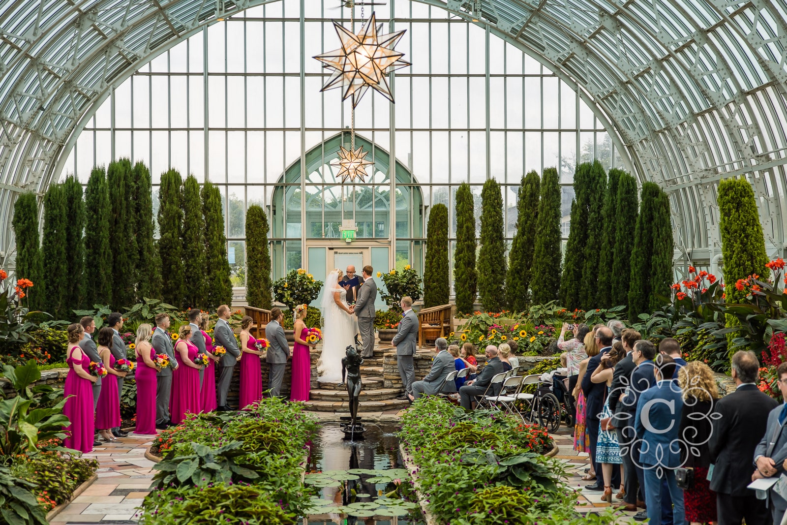 Como Park Conservatory Sunken Garden Wedding Photo