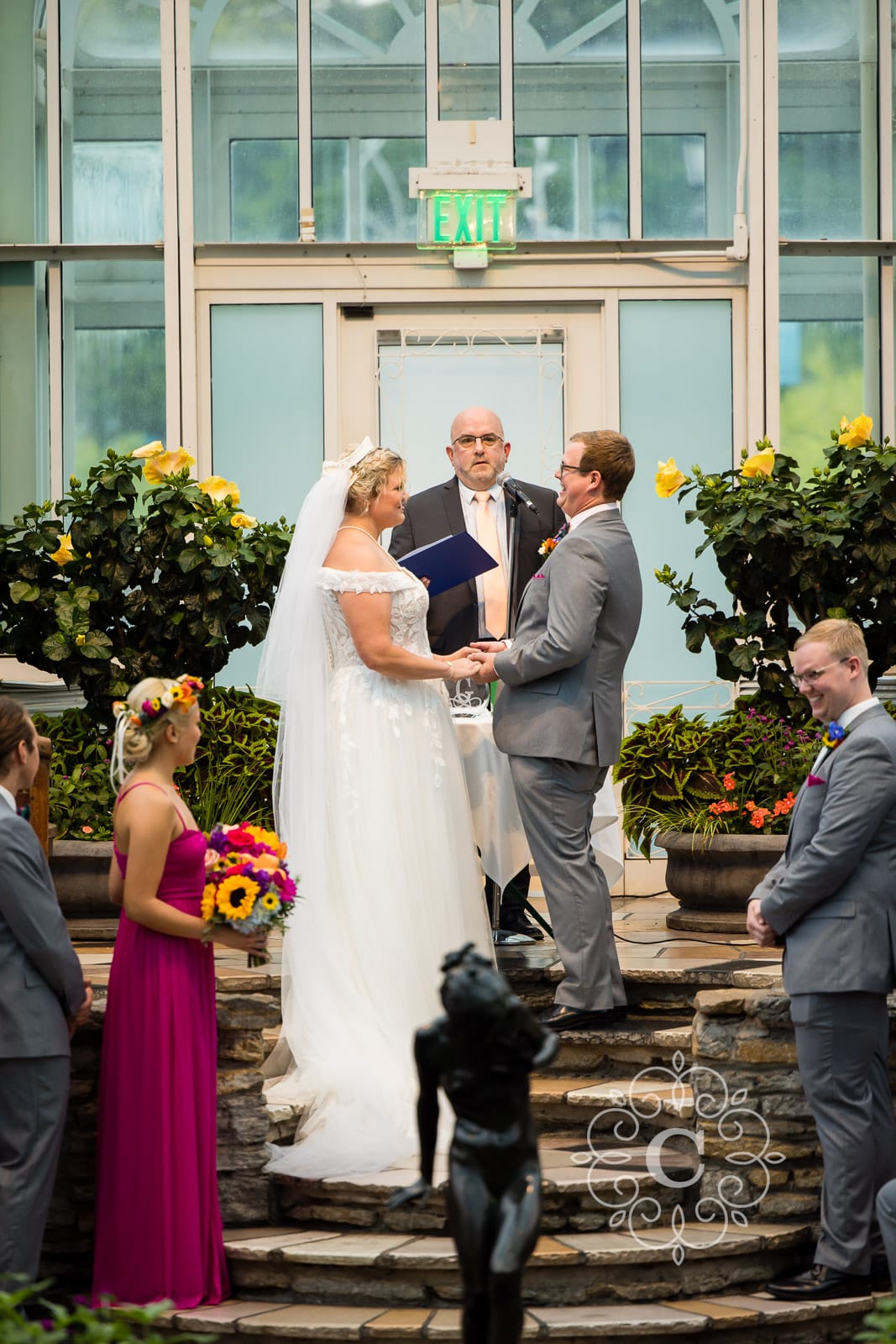 Como Park Conservatory Sunken Garden Wedding Photo