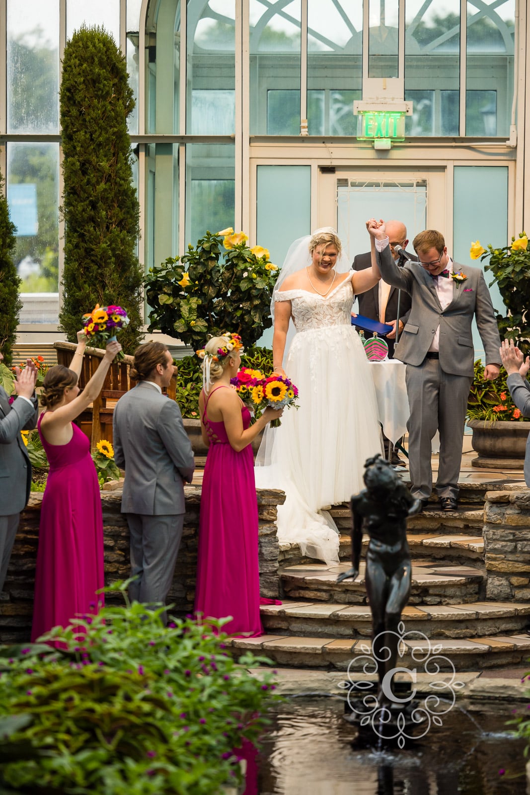 Como Park Conservatory Sunken Garden Wedding Photo