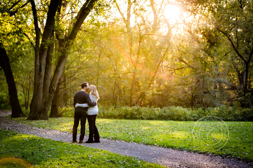 Hidden Falls St Paul MN Sunset Engaged Couple