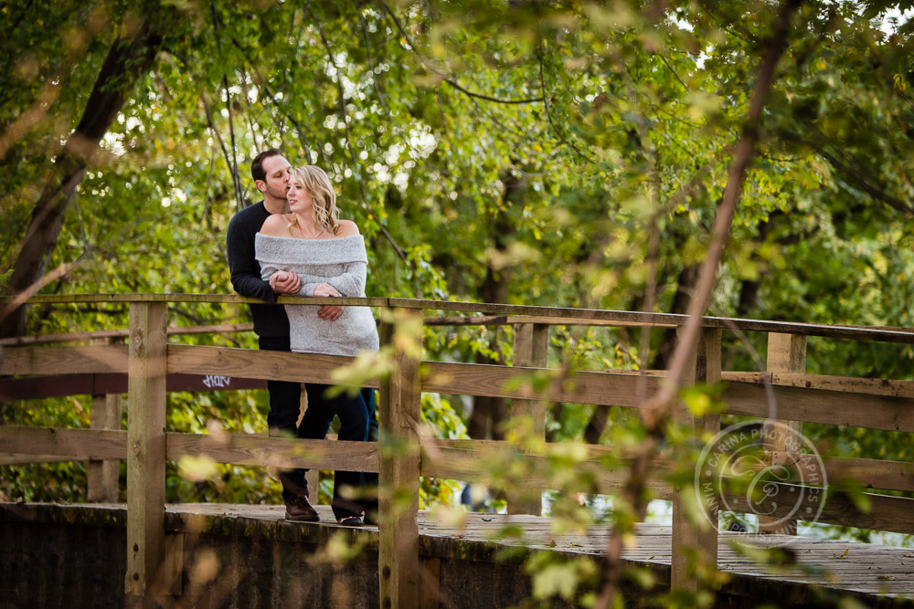 Hidden Falls St Paul MN Bridge Engaged Couple