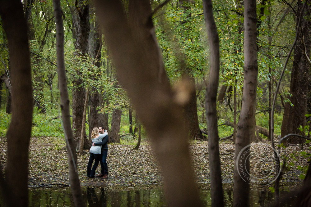 Hidden Falls St Paul MN River Engaged Couple