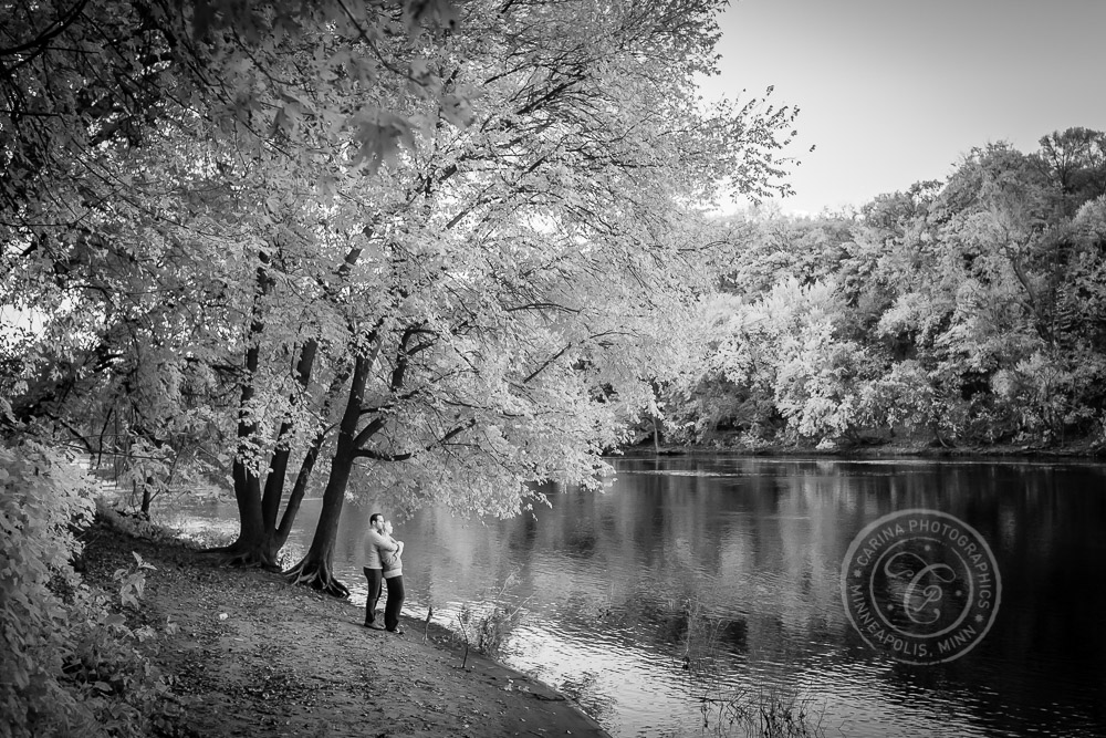 Hidden Falls St Paul MN River Infrared Engaged Couple