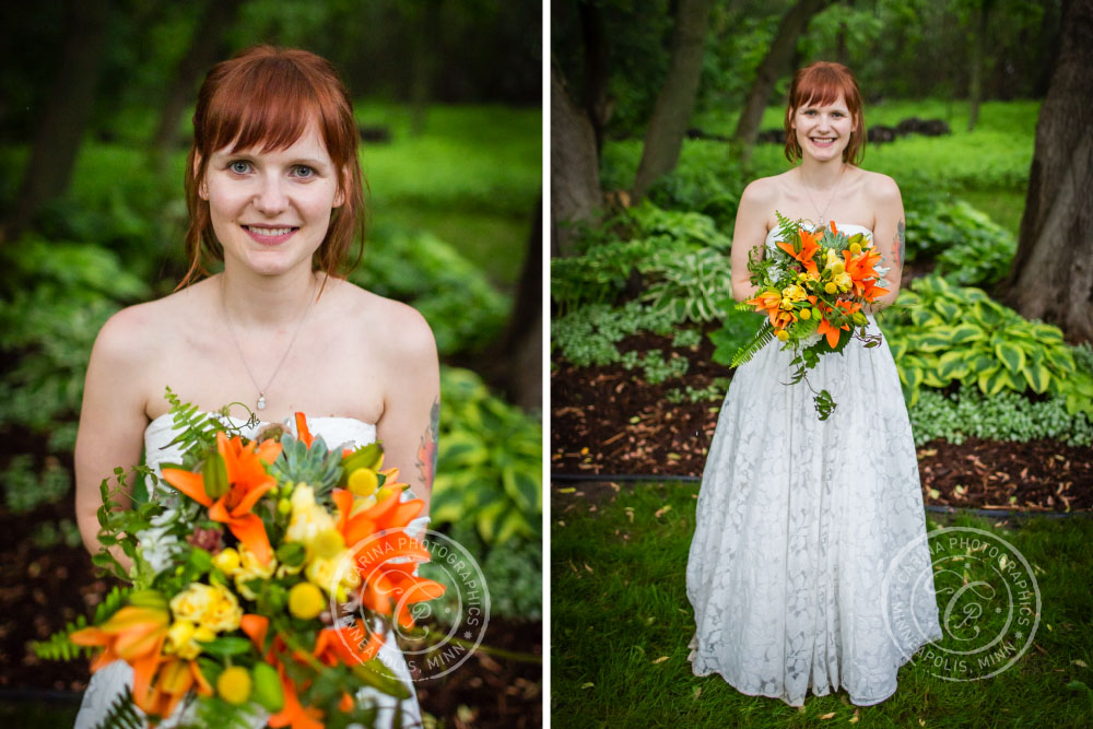 Beautiful bride with bouquet flowers