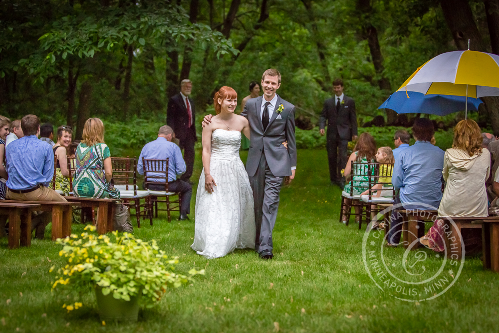 Bride Groom Wedding Ceremony Outdoor Trees Recessional