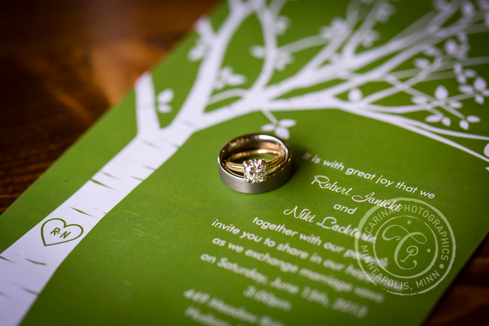 Wedding Invitation Tree Green Rings