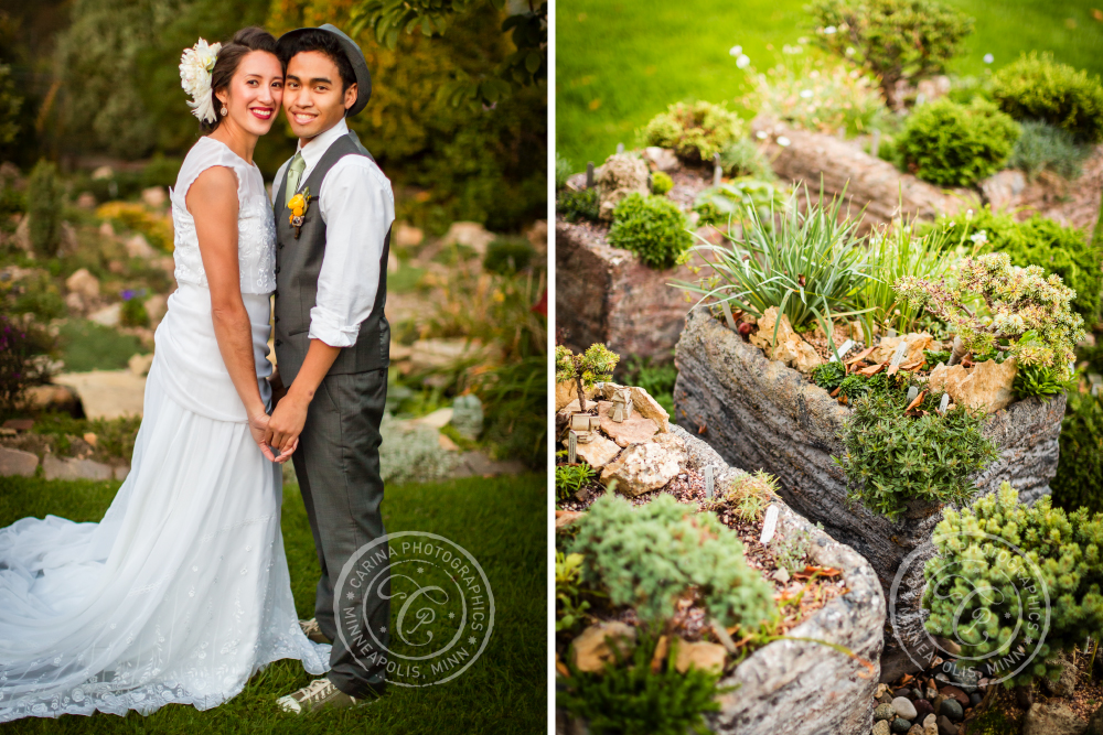 St Paul Garden Wedding Bride Groom Portrait Bonsai