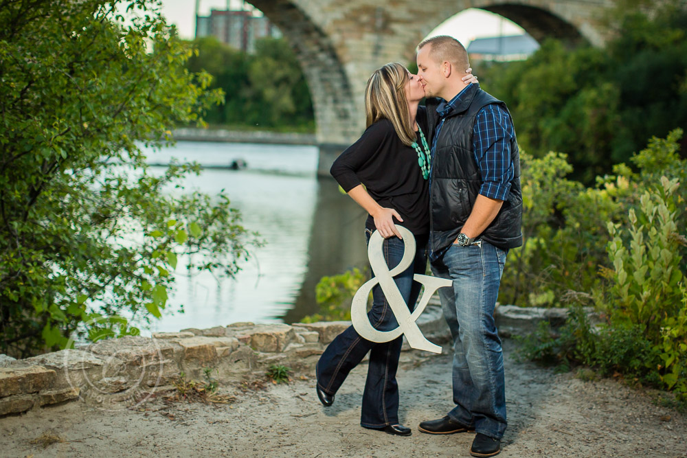 Stone Arch Bridge Father Hennepin Bluffs Park Engagement Photo